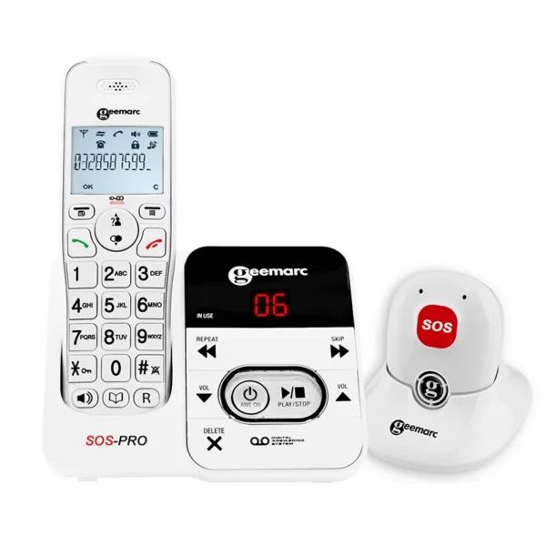 Téléphone Geemarc Amplidect 295 SOS Pro 30DB pour malentendants et malvoyants. Vendu par medicsante