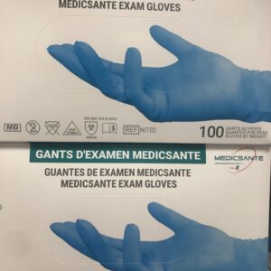 "Gants Médicsanté. Gants de qualité médicale pour une protection optimale. Idéals pour les professionnels de la santé."