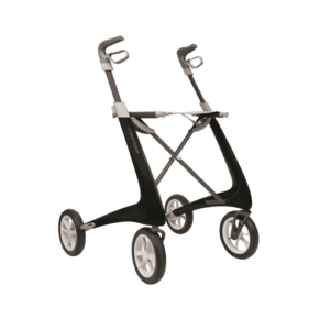 “Rollator ultra-léger en carbone Mobio, aide à la marche de seulement 4,8 kg, cadre en fibre de carbone résistant, facile à plier pour le transport, poignées ergonomiques, freins intégrés, utilisation intérieure et extérieure.”