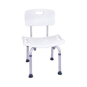 Chaise de douche à poignées Dossier Amovible référence 204046 - Chaise de douche ultra légère avec dossier amovible pour plus de confort. Elle s'adapte à la taille de l'utilisateur grâce à ses 4 pieds réglables en hauteur et peut facilement se transformer en tabouret de douche grâce à son dossier amovible en 1 clic[^1^][1][^2^][2]. Le dossier est ajustable sur 3 positions. Dimensions hors tout : P.42 x l.41 x H.70/88 cm. Dimensions assise : 50 x 30 cm. Hauteur sol / assise réglable : 35 à 53 cm.