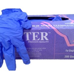 Gant nitrile Maxter bleu 9/10 B200 (Réf. MX98899) : Gants en nitrile de couleur bleue, taille 9/10, conditionnés en boîte de 200 unités, par Maxter.