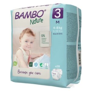 Couches Bambo Nature Papier de taille T3, adaptées aux bébés pesant de 4 à 8 kg. Référence : 1000021513. Fabriquées avec des matériaux respectueux de l'environnement et de la peau de bébé. Commandez dès maintenant chez MEDICSANTE CABESTANY